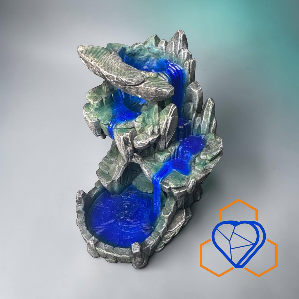Moonfall Cascade Dice Tower – Hand-Painted Waterfall Dice Tower, 3D Printed Fantasy Terrain for DnD, RPG Dice Roller, Stone Ruins Display Piece