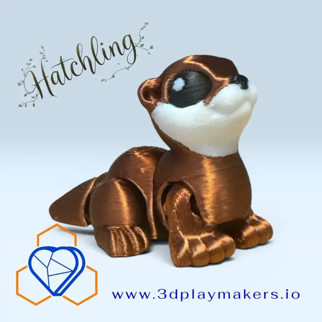 🦦 Hatchling River Otter Mini Articulated Fidget Toy – Cute 3D Printed Pocket Otter, Desk Companion, Sensory Collectible, Woodland Animal Gift