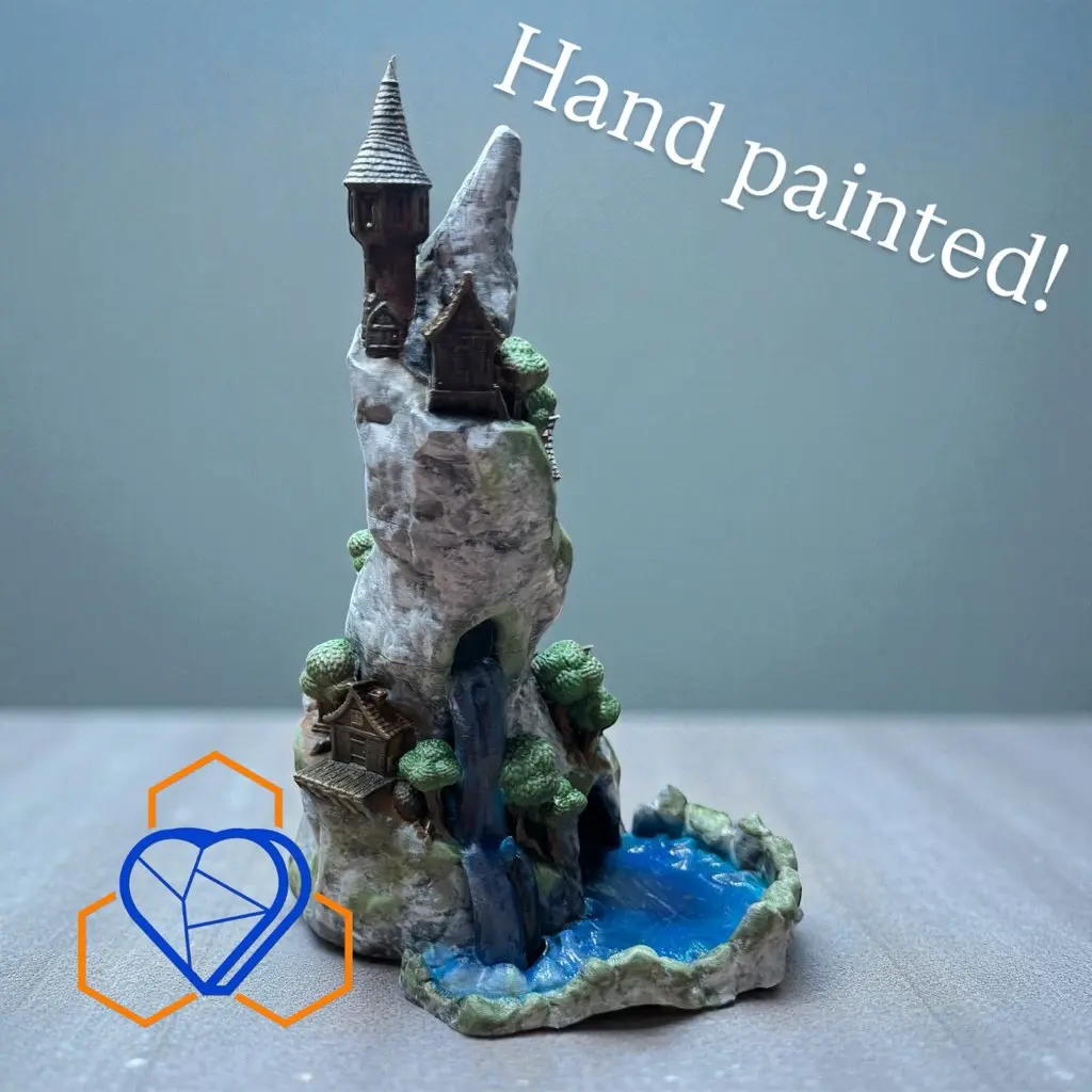 [DT031 - Mountain village dice tower] Mistpeak Village Dice Tower Hand Painted